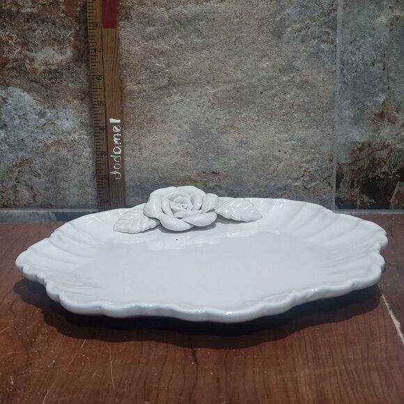 Vintage World Bazaars 3D Rose Decorative Scalloped Serving Dish Bowl - Picture 11 of 11